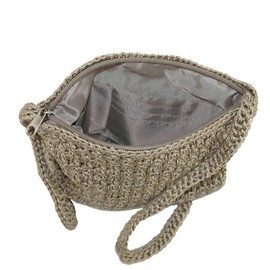 CTM Women's Crochet Crossbody Handbag, Taupe