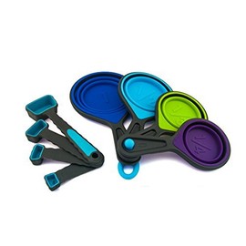 Collapsible Measuring Cups and Measuring Spoons - Portable Food Grade Silicone for Liquid & Dry Measuring