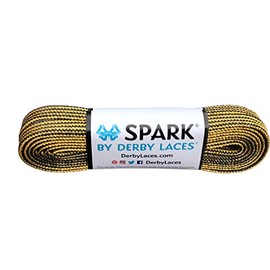 Gold and Black Stripe Spark Metallic Shoelace for Shoes, Skates, Boots, Roller Derby, Hockey and Ice Skates (96 Inch / 244 cm)