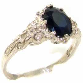 LetsBuyGold 925 Sterling Silver Real Genuine Sapphire Womens Band Ring - Size 7