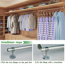 SAYAYO EFL4025LS-2P-FR Curtain Rod Holder, Ceiling Mount Brushed with Screws for Attaching Curtain Rods to Ceilings or Walls, Pack of 2, 25 mm Diameter