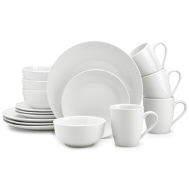 Zulay Kitchen Icon Porcelain Dinnerware Set, Service For 4 - Chip & Scratch Resistant White Plates And Bowls Sets - Microwave & Dishwasher Safe - White