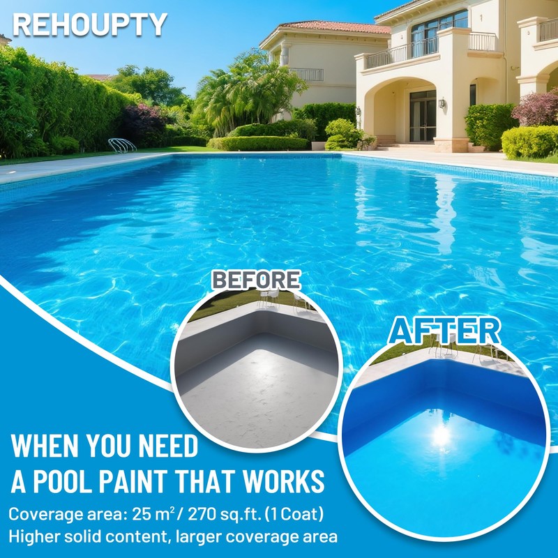 Pool Paint Ocean Blue, Durability Water-Based Acrylic Resin Concrete Pool