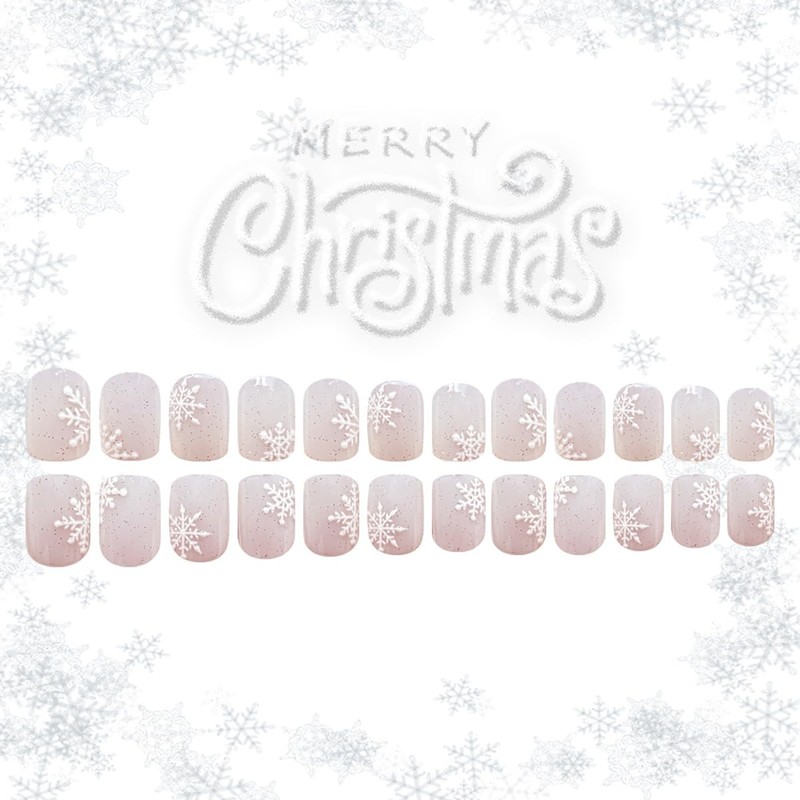 24Pcs Christmas Press on Nails Short Square WLGDLH Fake Nails
