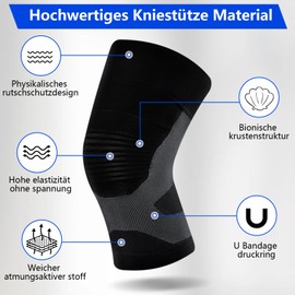 Yasdyri Knee Support for Men and Women, Non-Slip Knee Support for Tendonitis, Meniscus Tear, Ligament Injury, Running, Basketball, Walking, Sports, Pack of 2 (Black, XL)