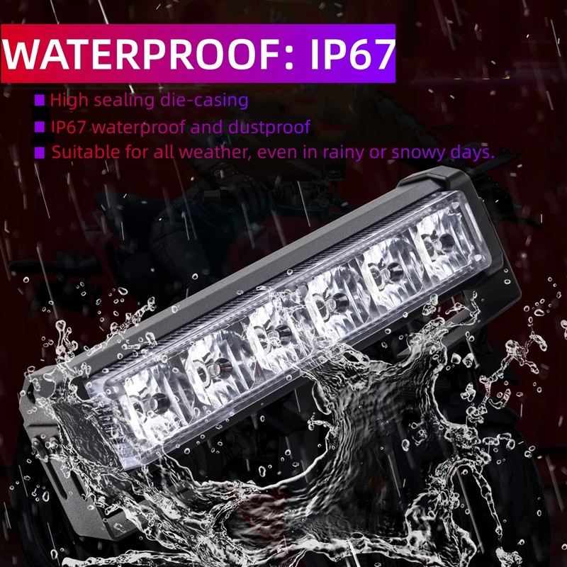 NWpangu LED Strobe Light, Super Glare, Blue & Red, 12V