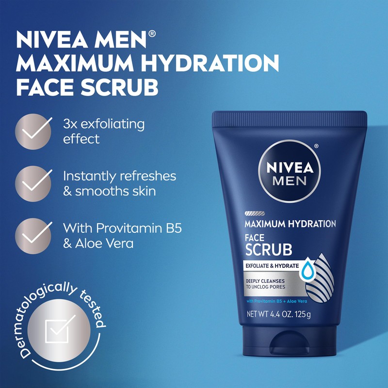 NIVEA MEN Maximum Hydration Deep Cleaning Face Scrub With Aloe