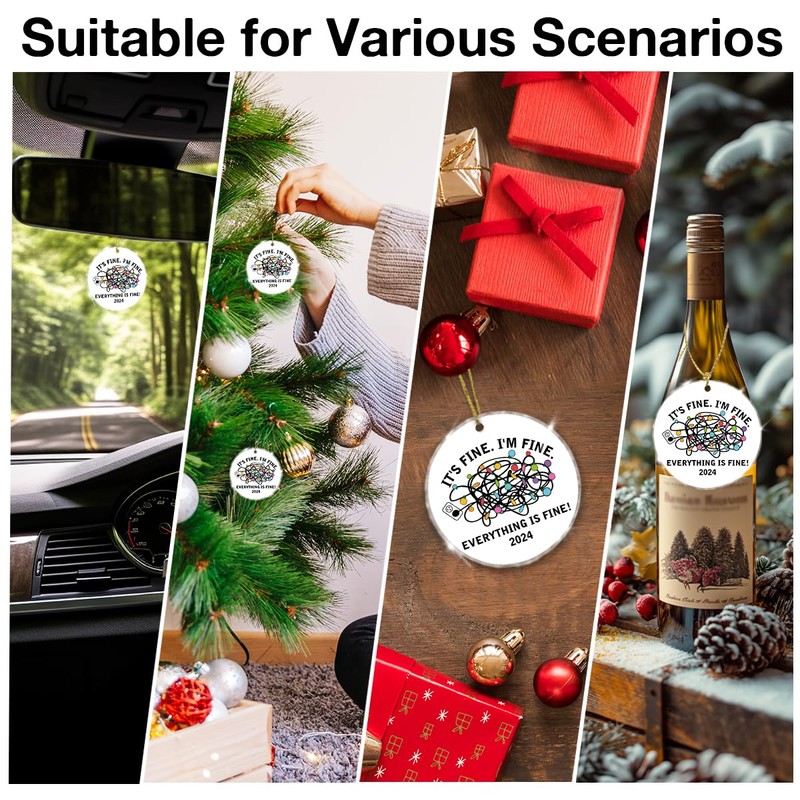 Funny Christmas Ornament 2024, It's Fine I'm Fine Everything is