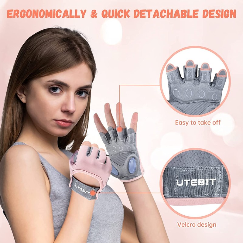 UTEBIT Atmungsaktive Fitness Handschuhe: Fingerlose Workout-Handschuhe mit Handgelenkstütze, Gym Gloves