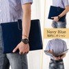 NOELAMOUR Clipboard A4 Bi-Fold PU Leather Binder Multifunctional Folder (Navy