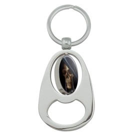 Grim Reaper Dead Death Fantasy Keychain Chrome Metal Spinning Oval Bottle Opener