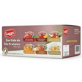 LAGGS - Surtido de Ts Frutales - 72 Sobres - 6 Sabores 100 Naturales Fresa, Mandarina, Naranja, Durazno, Arndano y Vainilla                           