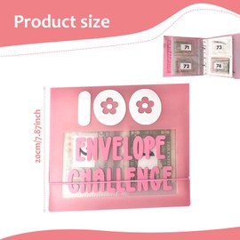 Mini 100 Envelopes Money Saving Binder, Storage Saving Budget Book for 100 Envelopes Money Saving Challenge Kit, Gift as a Challenge Book for Lovers to Save $5,050 (Pink)