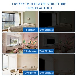 joyinhome 100% Blackout Curtains for Bedroom, No Drill Portable DIY Window Blinds,118"" x 57"" Window Shades & Blackout Blinds with Stickers & Tabs for Indoor Baby Nursery, Travel, Dorm Room