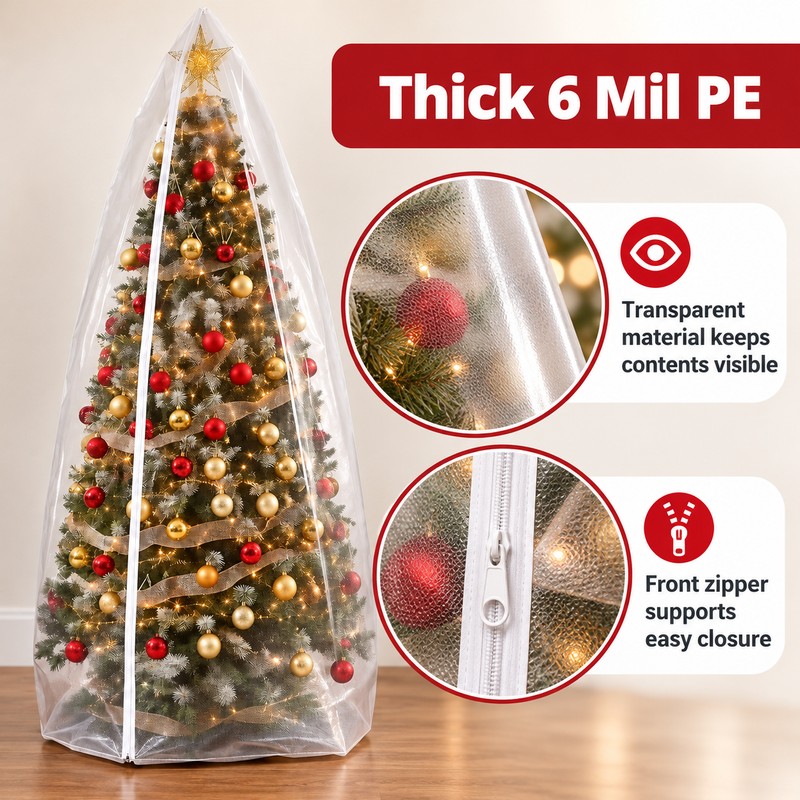 Transparent Christmas Tree Storage Bag for Artificial Trees – Thick