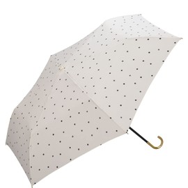 Wpc. Milk Dot Mini Folding Umbrella, Off-White, 19.7 inches (50 cm), Women's, For Both Sunny and Rainy Weather, Adult Cute, Polka Dot, Nuance Color, Heart Hardware, Commuting, School, Fashionable