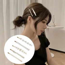Hair Pin, Pearl Pin, Set of 5, Gold Hair Clip, Fake Pearl, Women's, Hair Accessories, Hair Accessories, Hair Arrangement, Stylish, Casual, Beautiful, Elegant, Cute, Adult, Gorgeous, Elegant, High