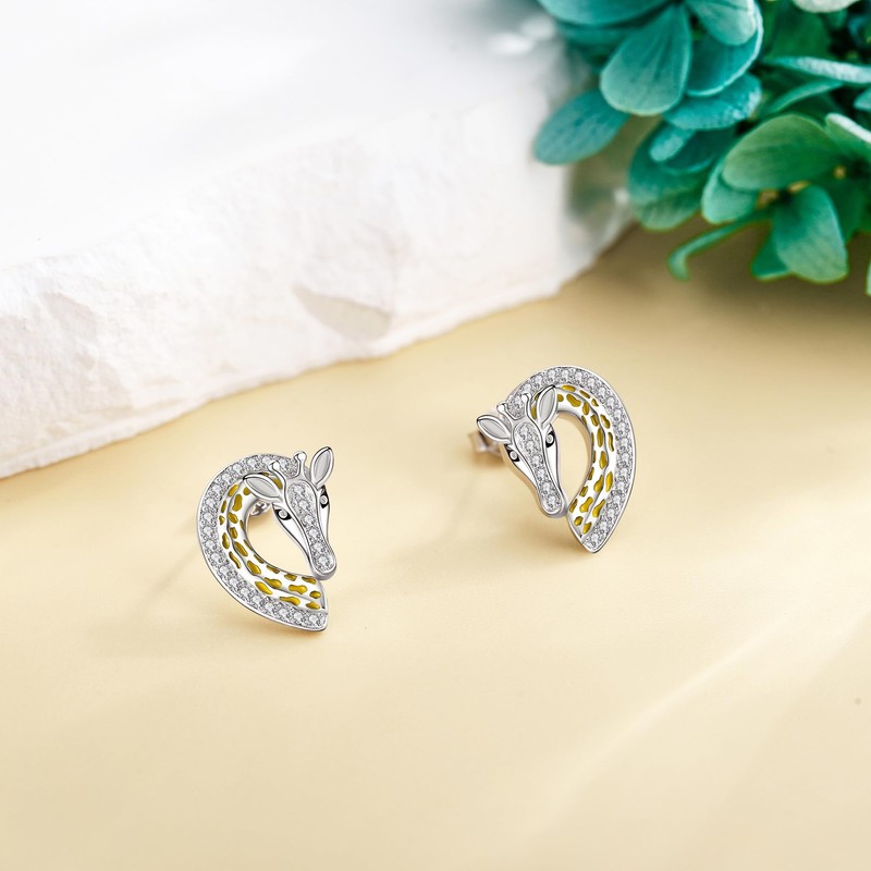 Giraffe Earrings Sterling Silver Giraffe Stud Earrings Animal Mother's Day