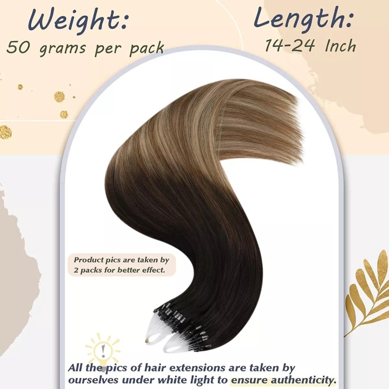 Ugeat Extensiones Cabello Real #2/6/12 Balayage Marrón 14in 50gr
