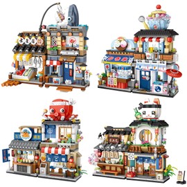 ELAICREE Japanese Street View Izakaya Shop Mini Building Blocks, MOC Creative DIY Simulation Architecture, 789 Pcs Mini Simulation Architecture Construction Toy