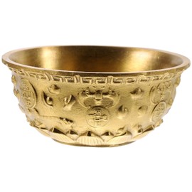 cabilock Brass Cornucopia Bowl Feng Shui Treasure Basin Wealth Prosperity Bowl Golden Offering Bowl Good Luck Table Centerpieces Home Decorations