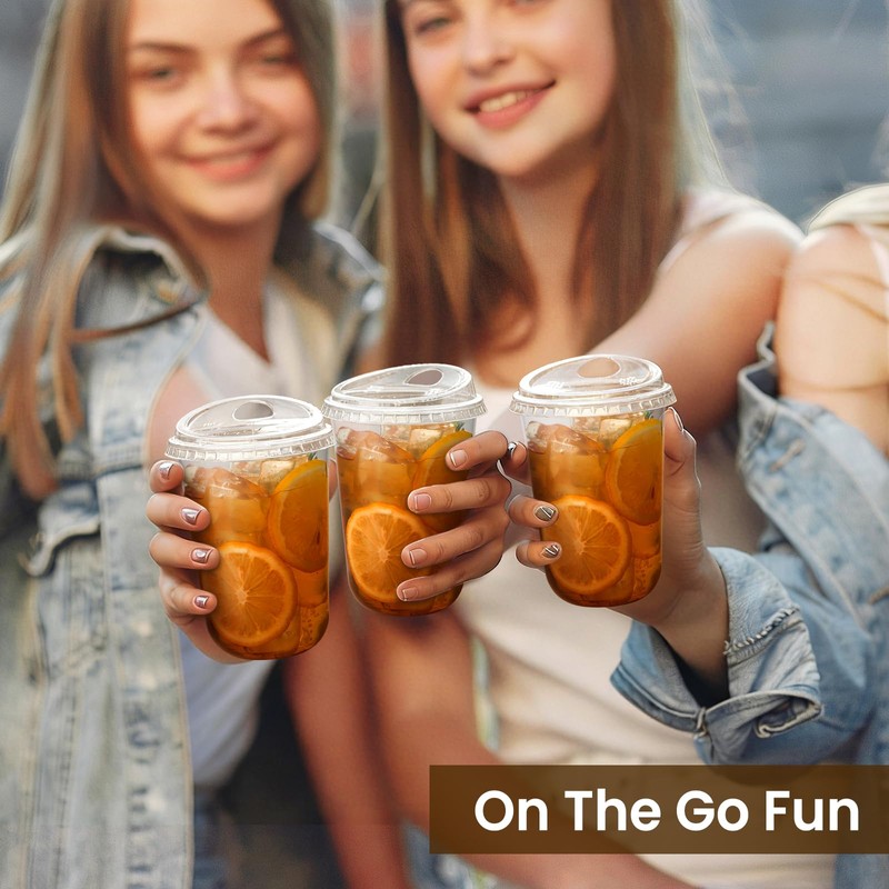 50 Pack 16 Oz Round Bottom Clear Plastic Cups with