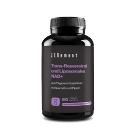 Trans-Resveratrol & NAD+ Liposomal, with Quercetin and Piperine, 580 mg per capsule, 90 capsules - Anti Ageing and Sirtuin Activator - Zenement