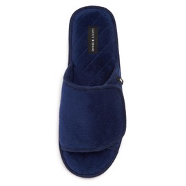 Lucky Brand Mens Terry Open Toe Slippers with Memory Foam, Navy, X-Large
