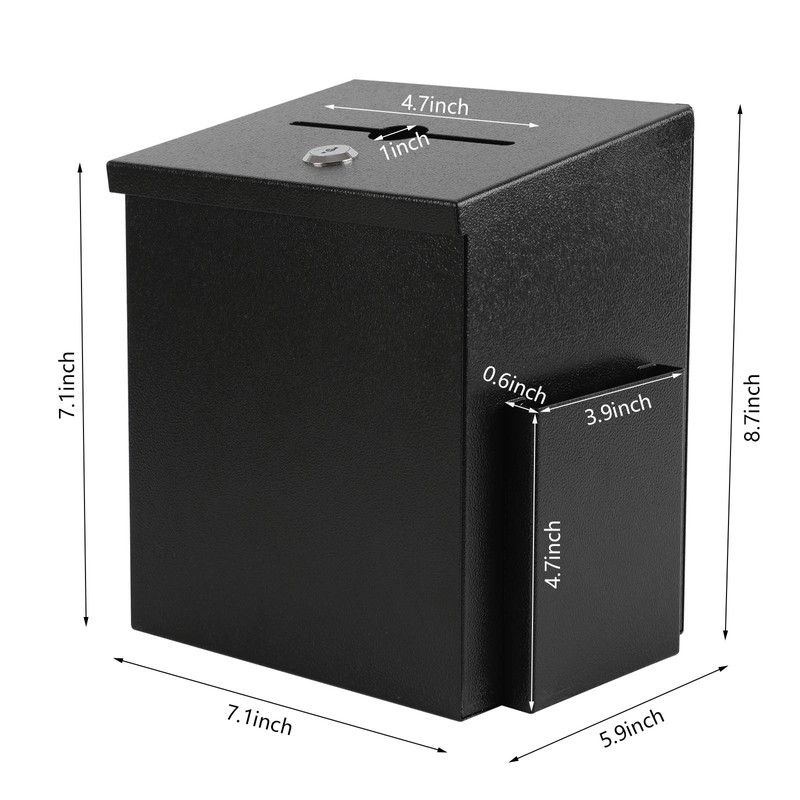xydled Wall Mounted Suggestion Box with Key Lock, Metal Donation/Ballot/Voting/Collection/Key
