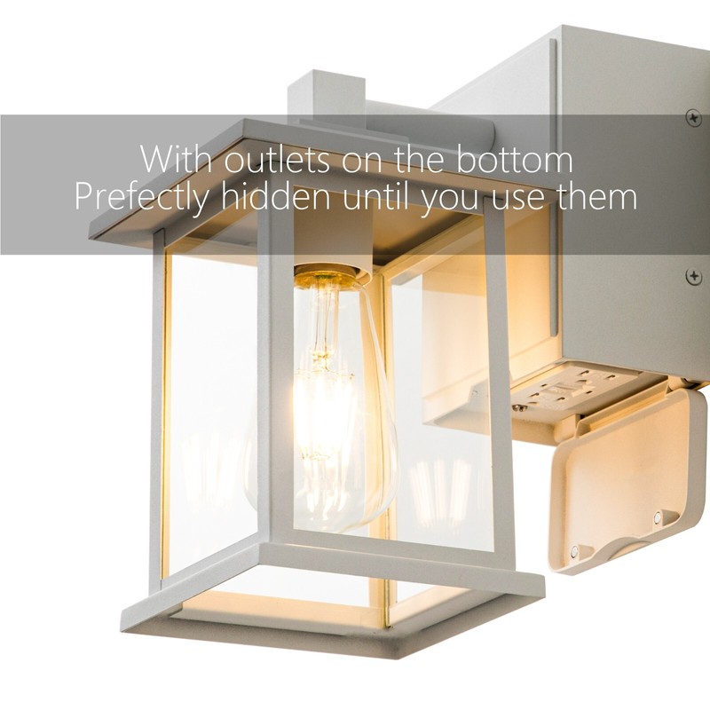 FTL Outdoor Lights with GFCI Outlet, Dusk to Dawn Front