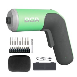 DCA 4V Electric Screwdriver Set, 5 N.m with 2000 mAh Li-ion Battery, 1/4" Magnetic Hex Chuck, USB-C Charging Cable, 18 Driver Bits for Furniture Repairs, Green