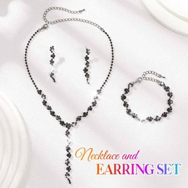 Unicra Silver Wedding Jewellery Sets Rhinestone Bridal Necklace and Earrings Bracelet Set Formal Prom Fashion Jewellery Set for Women and Brides, One size, Alloy Steel, No Gemstone
