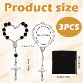 Auto Rosenkranz - Geometrische schwarze Glasperlen mit Aufbewahrungsbeutel - 2er Set - Elegantes Design für Autos, Geschenke und Schmuckaufbewahrung