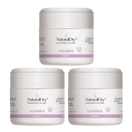 NaturalDry - Desodorante natural Mujer sin aluminio - Sin Parabenos - No obstruye los poros - Hidrata tu piel - Elimina el mal olor - permite la transpiración - Crema con olor agradable a Lavanda - En tarro formato cera (3 unidades)
