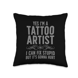 Funny Tattoo Artist Art For Men Women Tattooer Tattoo Artist Throw Pillow