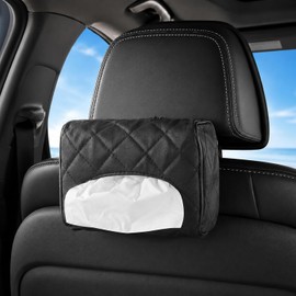 Portapapeles para coche, funda de cuero sintético para caja de pañuelos, organizador rectangular de servilletas para el asiento trasero, para el reposacabezas, la consola y el respaldo del asiento