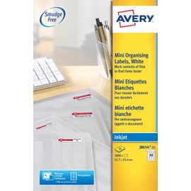 Avery Printable, customisable Address Mailing Labels, Inkjet Printers, 40 Labels per A4 Sheet, 1000 labels, QuickDRY (J8654), white