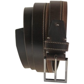 Harrys-Collection Men's Exclusive Leather Belt 2 Colours Contrasting with Fine Clasp -