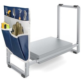 10.2" Wider Garden Kneeler and Seat, Heavy Duty Thick Gardening Bench for Kneeling and Workingseats - Garden Tools with Bags for Women, Grandparents, Gardeners, Mom & Dad - Color: Grey