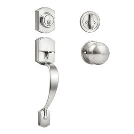 Probrico Brushed Nickel Door Locks for Front Door, Entry Door Locksets with Deadbolt, Front Door Knob and Deadbolt Set, 1 Set