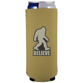 Coolie Junction Bigfoot Believe Funny Slim Can Coolie (Khaki)
