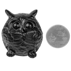 mookaitedecor Obsidian Owl Statue, Healing Crystal Animal Sculpture, Mini Handmade Tabletop Sculpture for Home Decor and Collectible Ornaments