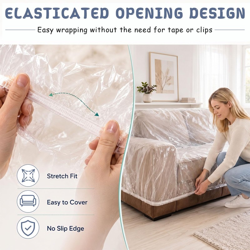 Dexpally 10 Pack Plastic Sofa Covers 360x240cm Extra-Large Couch Cover,
