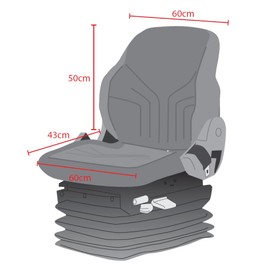 TOWN & COUNTRY COVERS | Universal Tractor Seat Cover, Plant Hire Seat Cover, Standard & Large Size, Heavy Duty, Fast & Easy To Fit, Waterproof, Armrest & Headrest Slots (Grey, Standard)