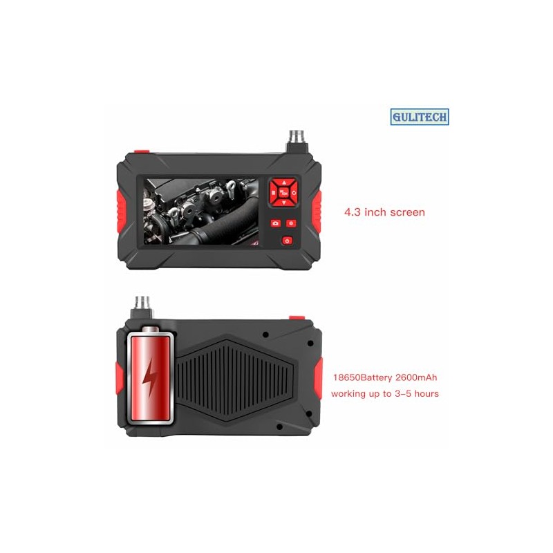 handheld Endoscope 1080P HD 8mm dual Lens 4.3 Inch Screen