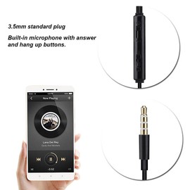 Universal Anti-Radiation Headphones, Air Tube Headphones with 3.5 mm Jack Built-In Microphone, Stereo In-Ear Earbud Headset Noise Reduction for Smartphones Desktop (Black)