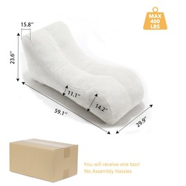 LuxyHoom Chaise Lounge Chair Indoor for Yoga, Ergonomic Yoga Chairs for Adults, Stretching, Relaxation, Exercise, Modern Curved Lounge Chaise, Comfy Reading Chair for Bedroom, Living Room, White