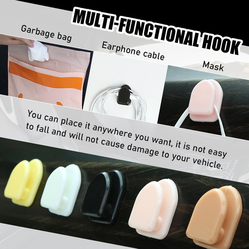 Yourkar 5 PCS Car Dashboard Mini Hooks, Multifunctional ABS Vehicle