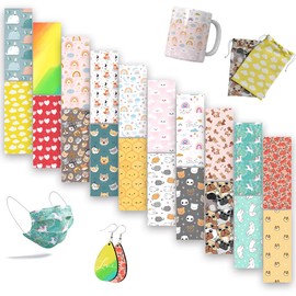 LUCKIGUCK Infusionble Transfer Ink Sheets 20 Pieces Pre-Printed Dyed Sublimation Paper 4.5 x 12 Inches Iron On T-Shirt and Cup (Cartoon)