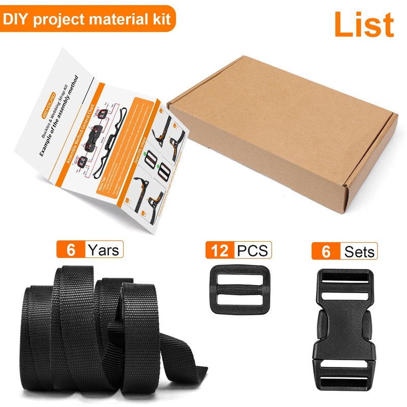 BEYOURD 3/4" Buckles and Straps Set: 6 Yards of Thick